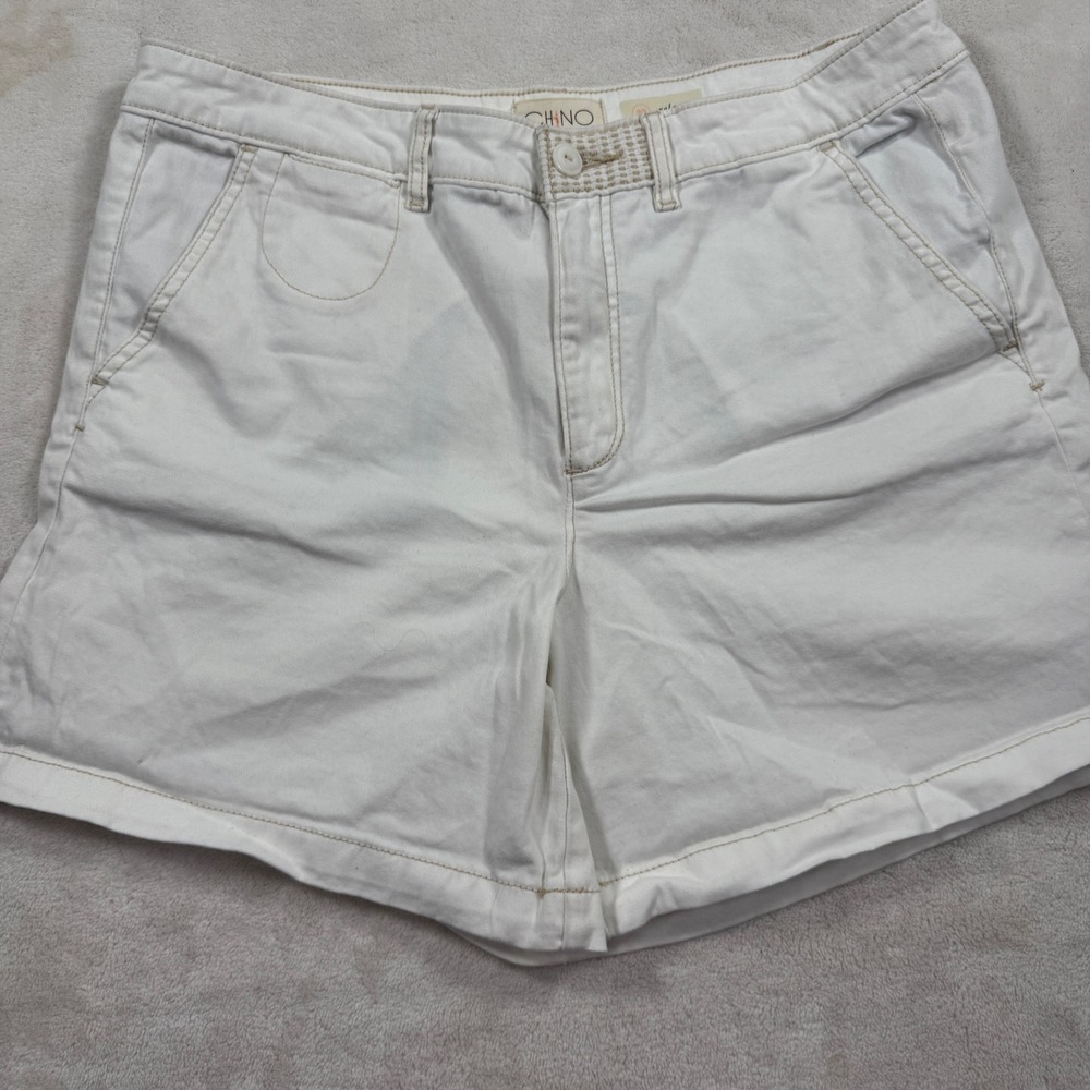 Anthropologie Chino Relaxed White Cotton Blend Shorts‎ Womens Size 32